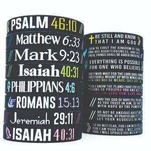 8PCS Religious Silicone Christian Wristbands Bracelets Bulk